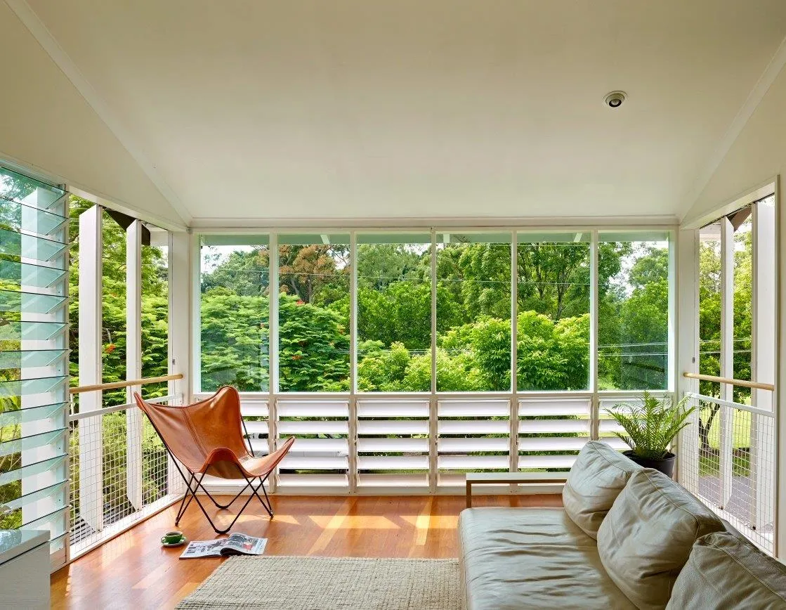 Custom solid timber joinery louvre window gallery