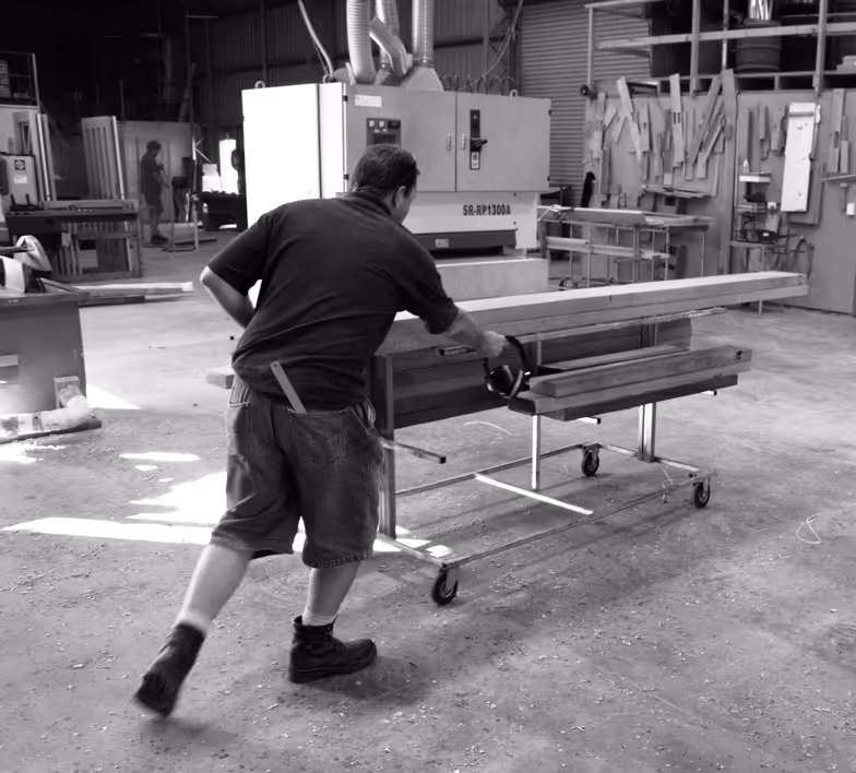 Solid timber joinery moving door