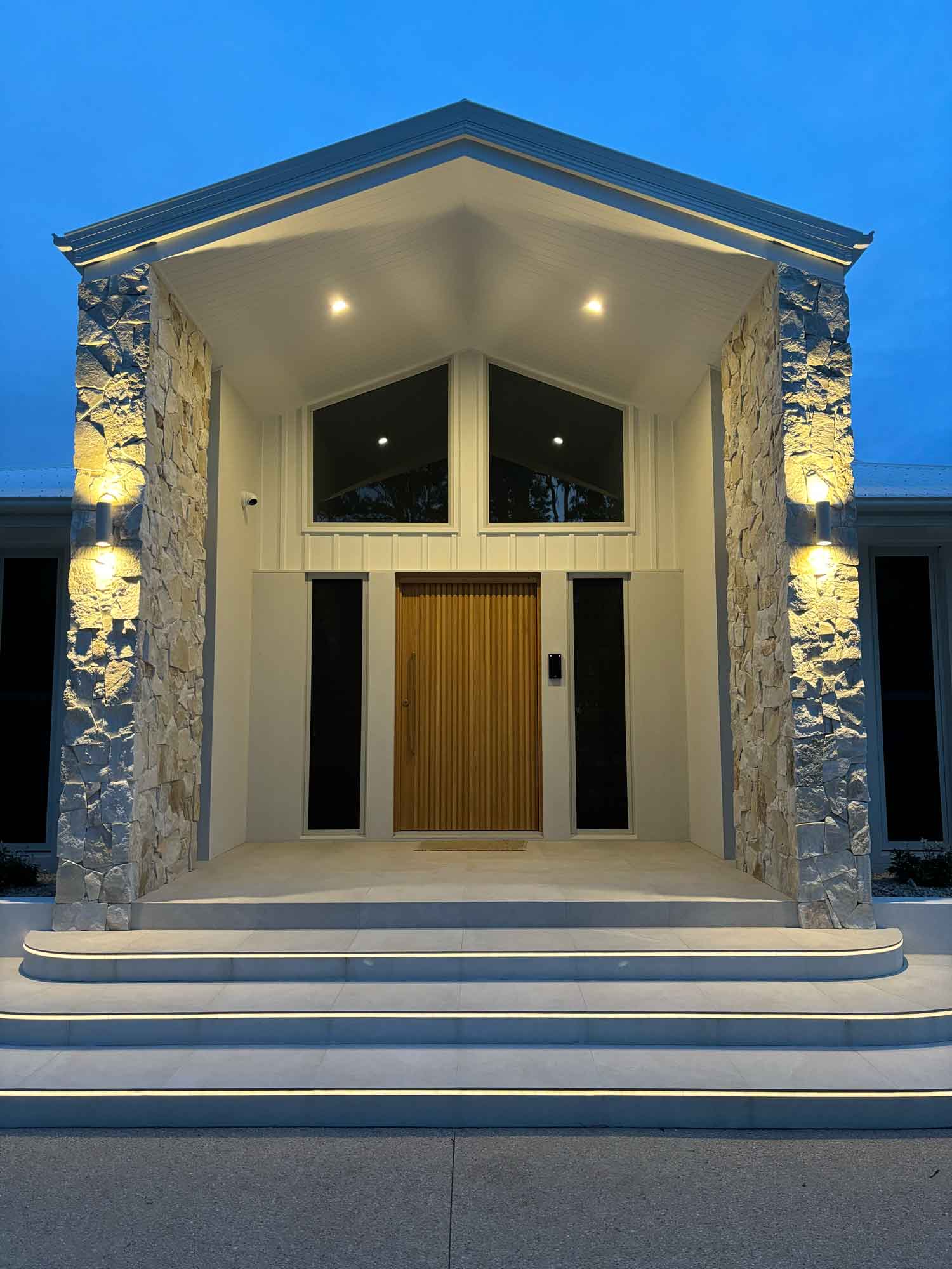 Custom solid timber joinery pivot entrance door 