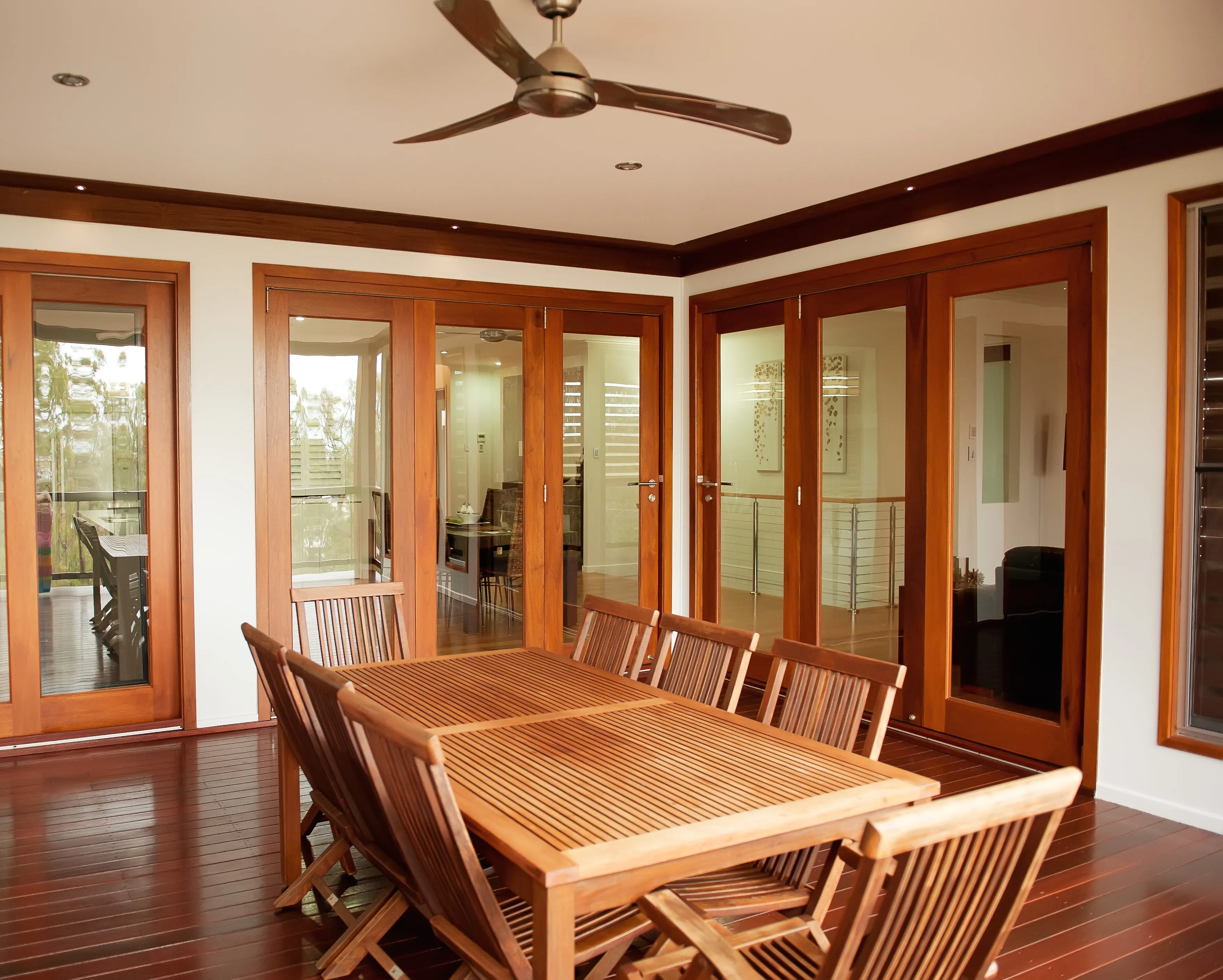 Custom solid timber joinery bifold door and windows Australian made