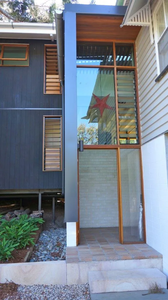 Custom Australian Made timber Joinery Entrance door and transom